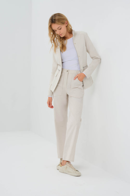 Liv Relaxed Light Barrel Leg Pant in Stone