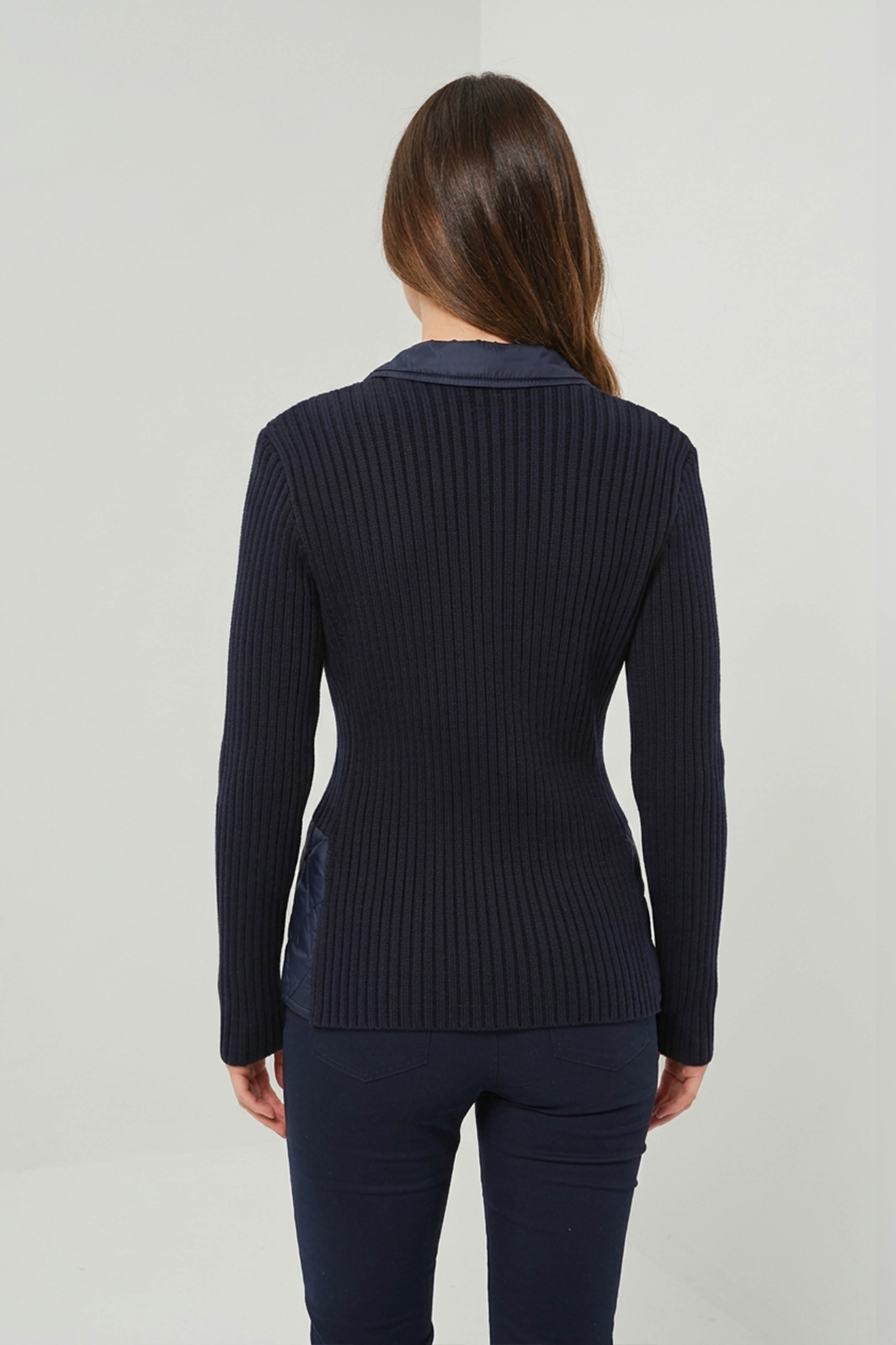 Sora Mixed Media Quilted Front 3-Button Blazer