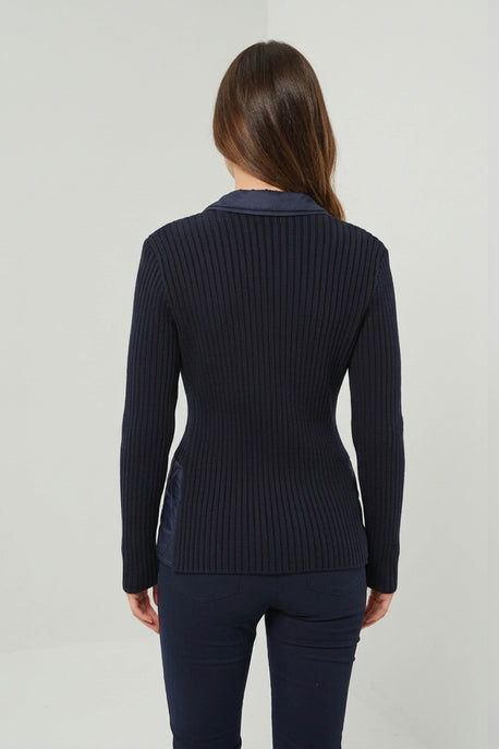 Sora Mixed Media Quilted Front 3-Button Blazer