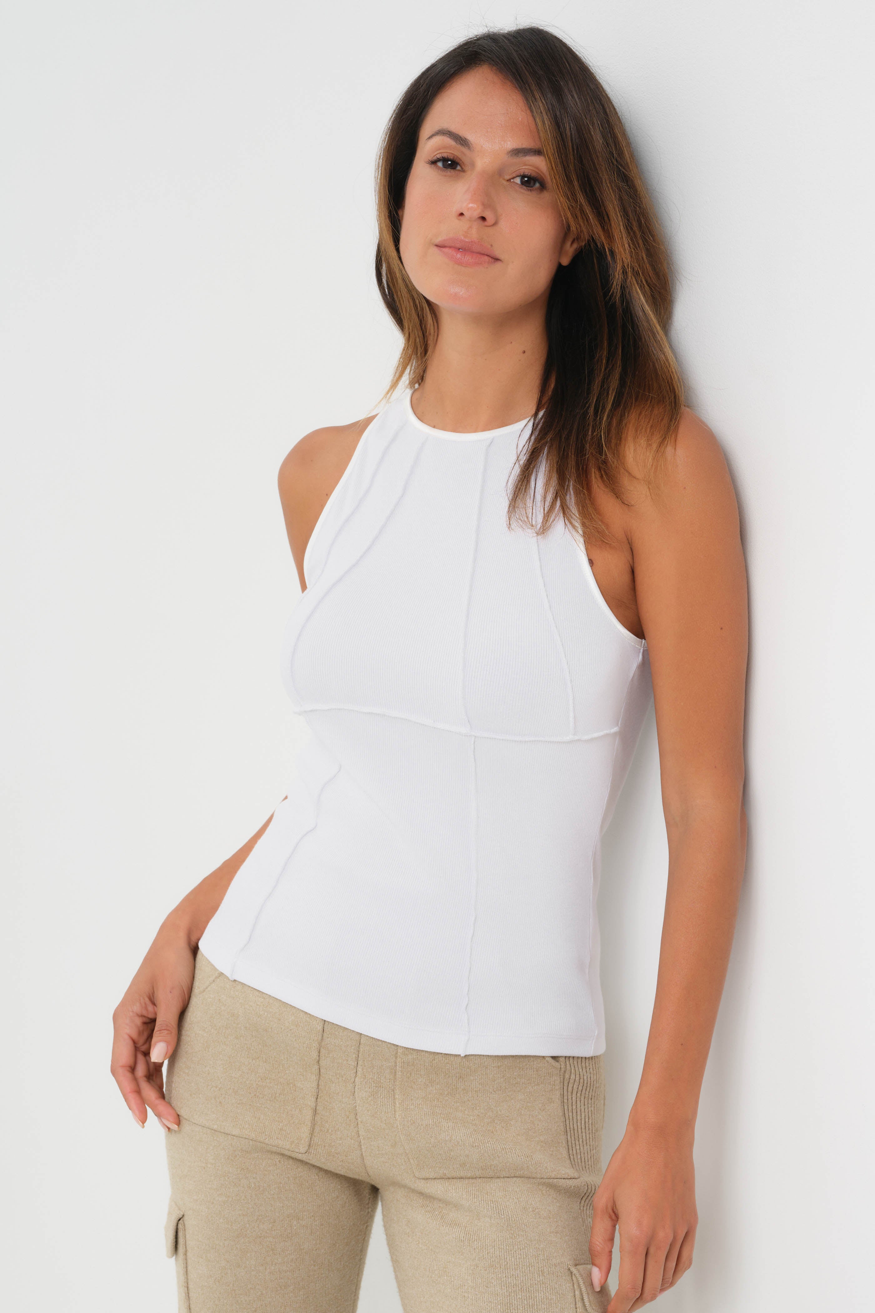 Callie Rib Halter Top with Seam Shaping