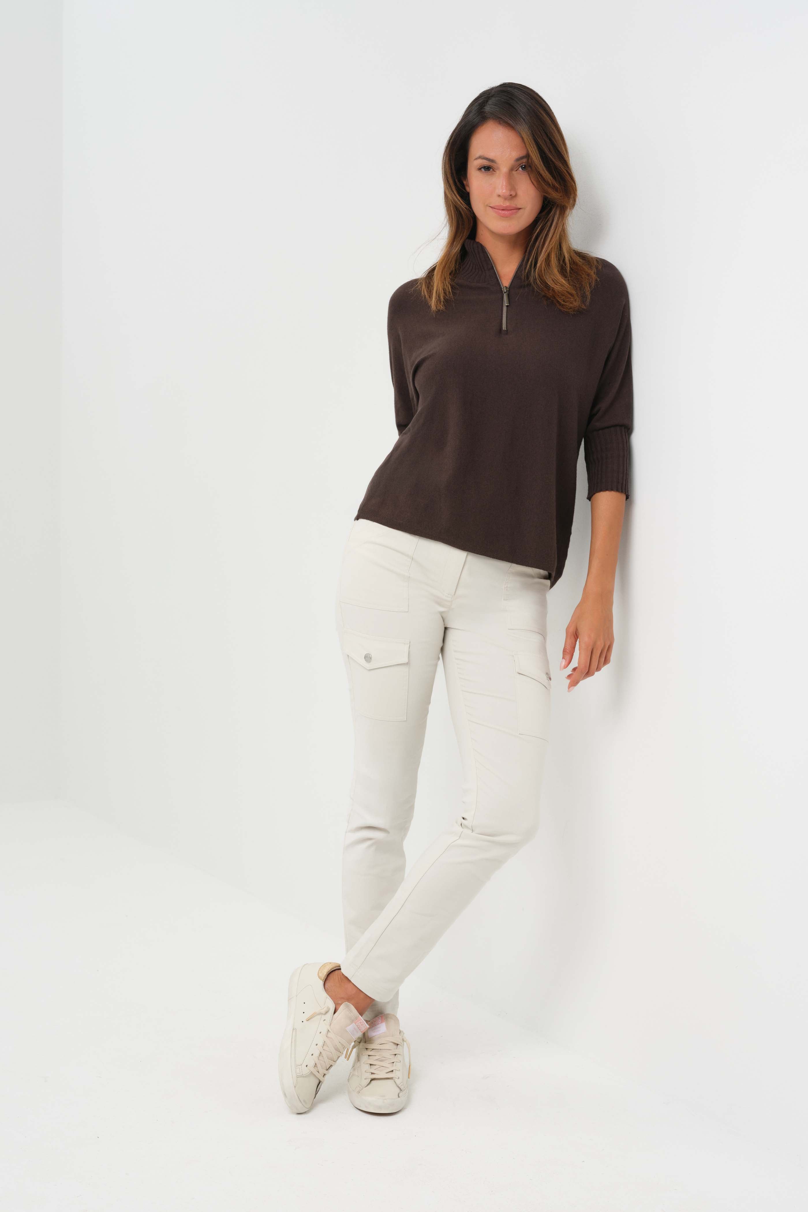 Lucely 1/4 Zip Elbowsleeve Mock Neck Sweater