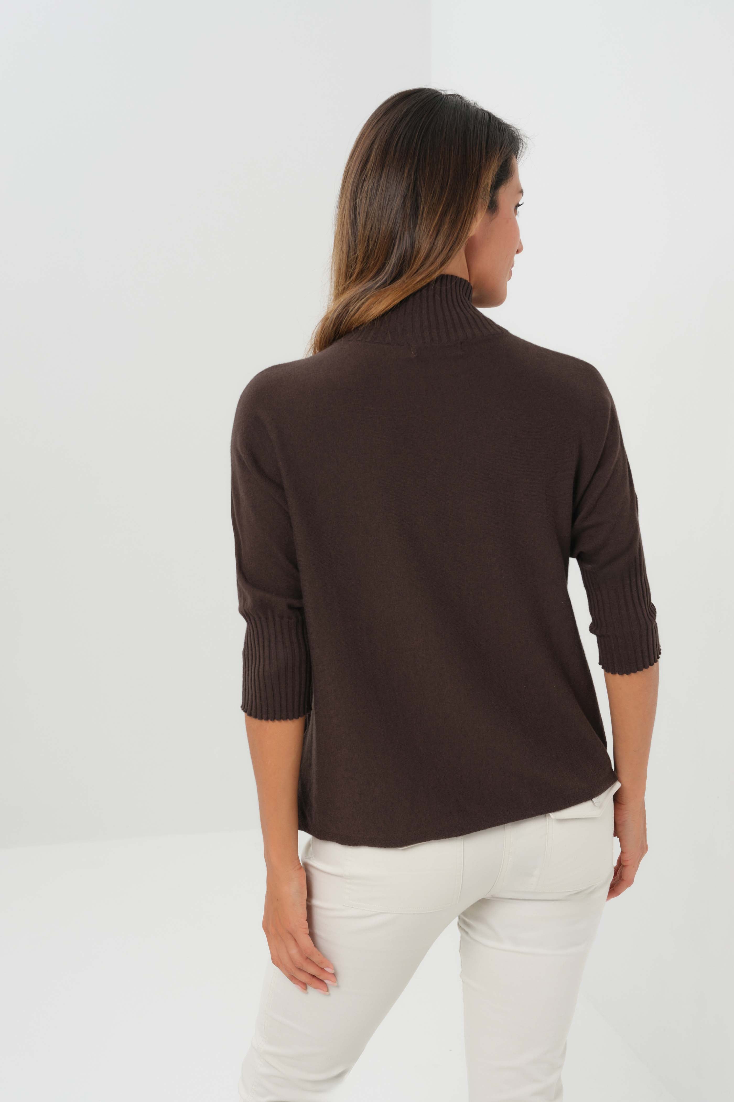 Lucely 1/4 Zip Elbowsleeve Mock Neck Sweater