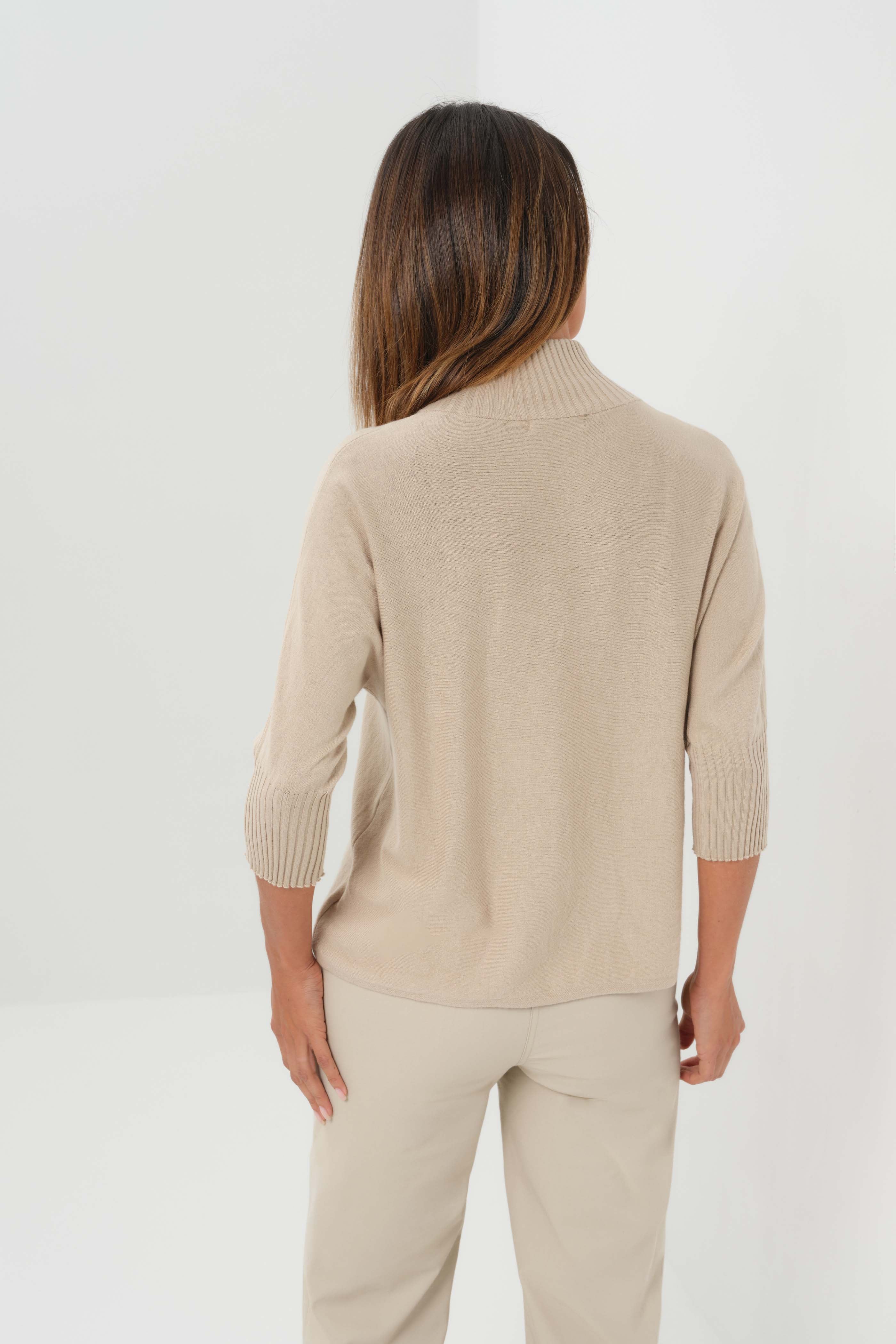 Lucely 1/4 Zip Elbowsleeve Mock Neck Sweater