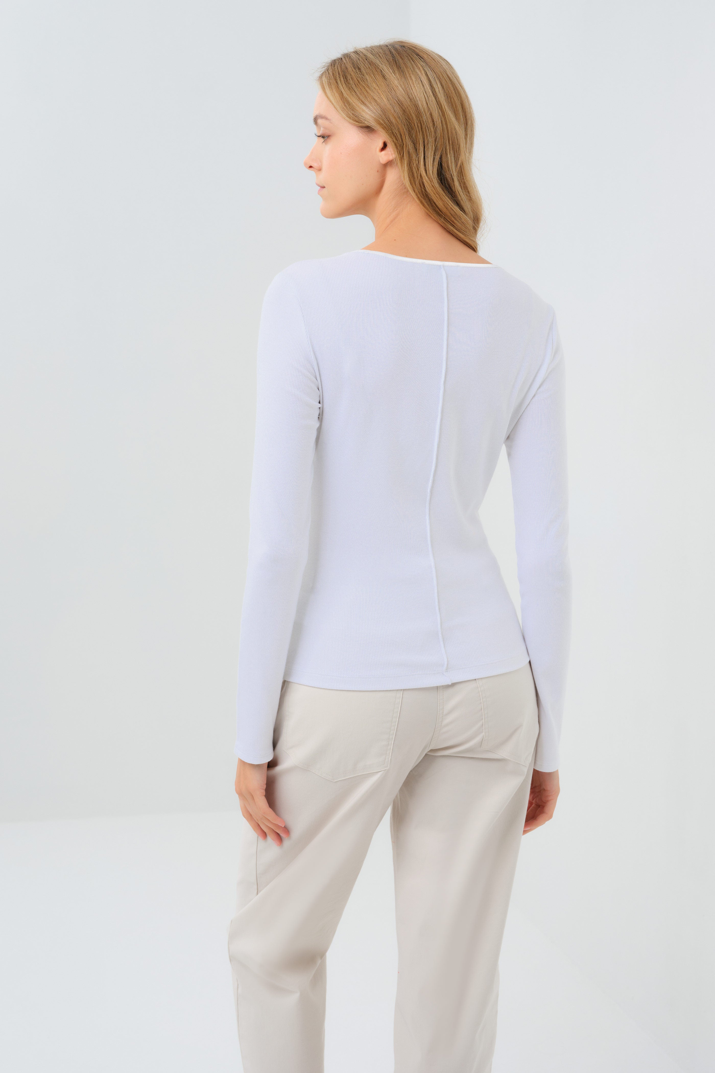 Long Sleeve Celeste Rib Top with Seam Shaping