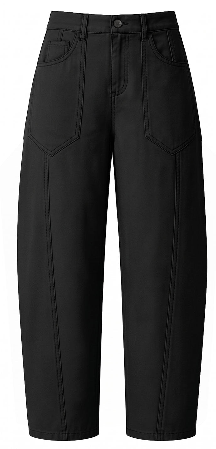 Liv Relaxed Light Barrel Leg Pant in Black