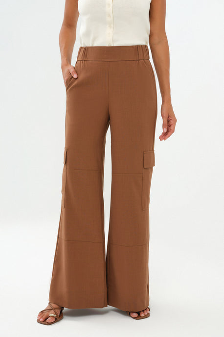 Pantalon cargo large à enfiler en tissu à chevrons