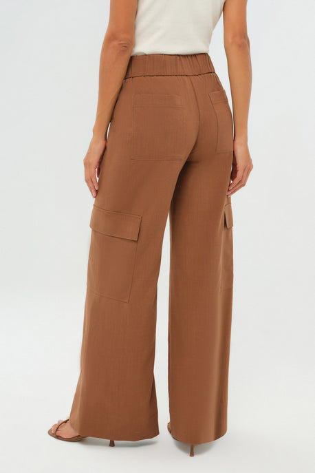 Pantalon cargo large à enfiler en tissu à chevrons
