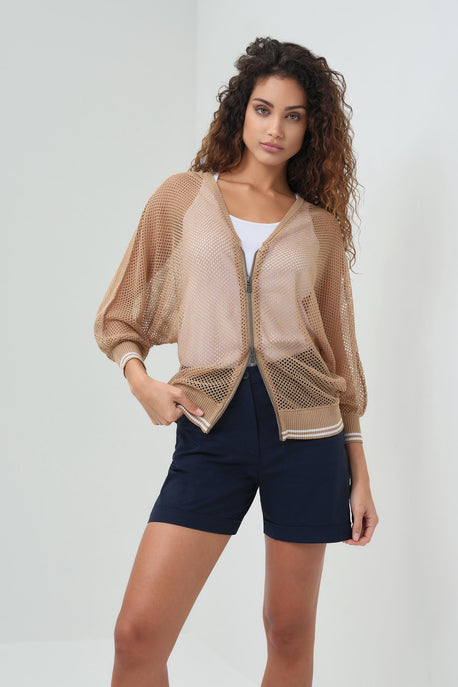 Elora Knit 3/4 Sleeve Full Zip Jacket