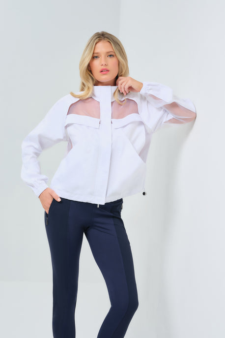 Veste en popeline et organza extensible Crystal