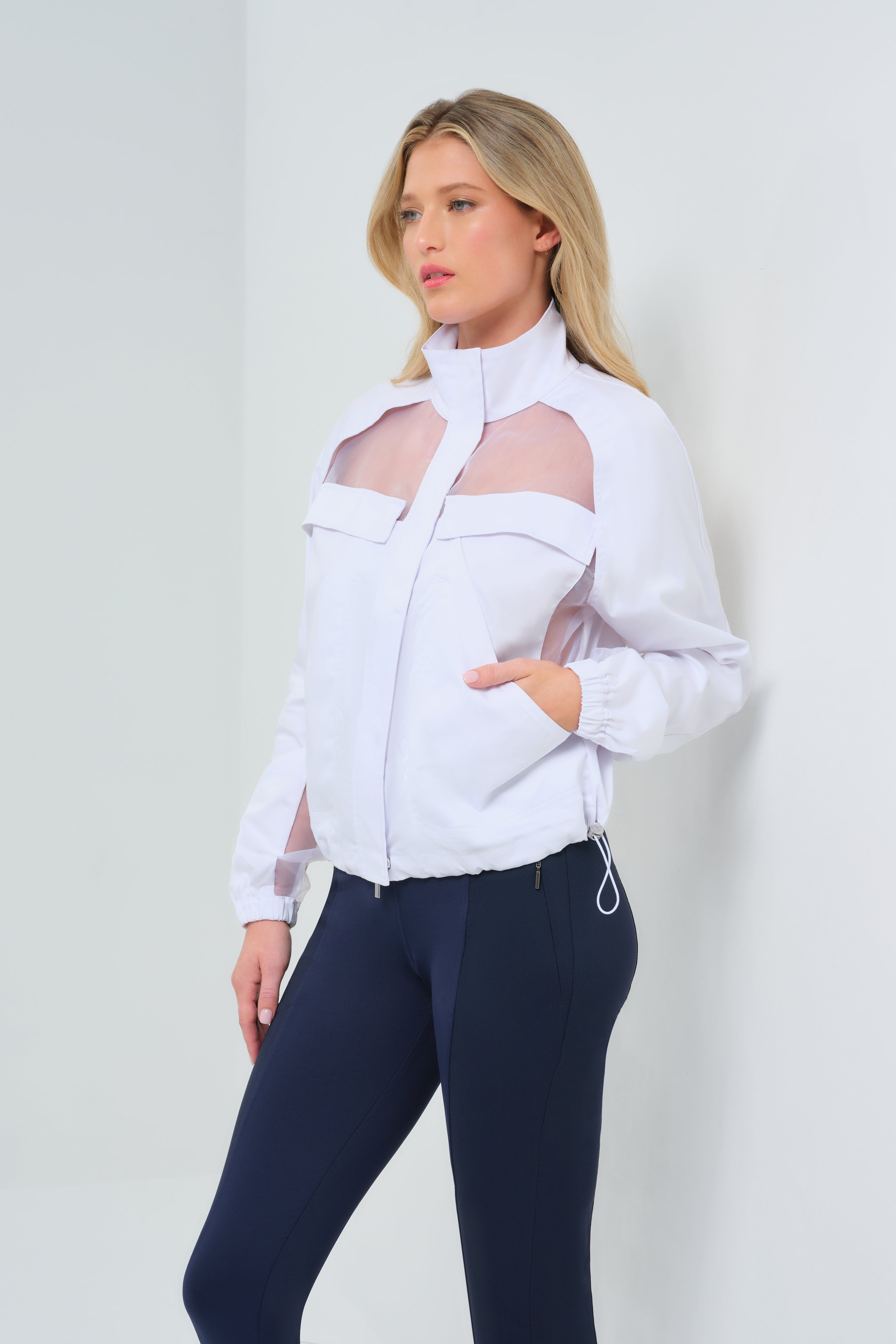 Crystal Stretch Poplin & Organza Jacket