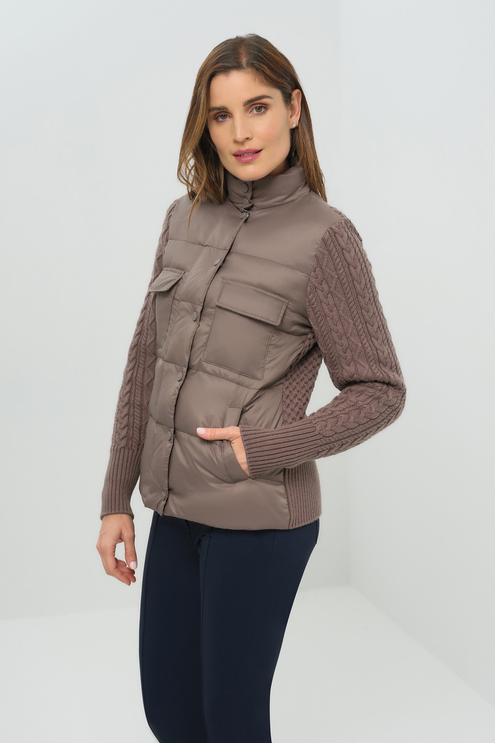 Chaqueta acolchada Nina con espalda y mangas de punto