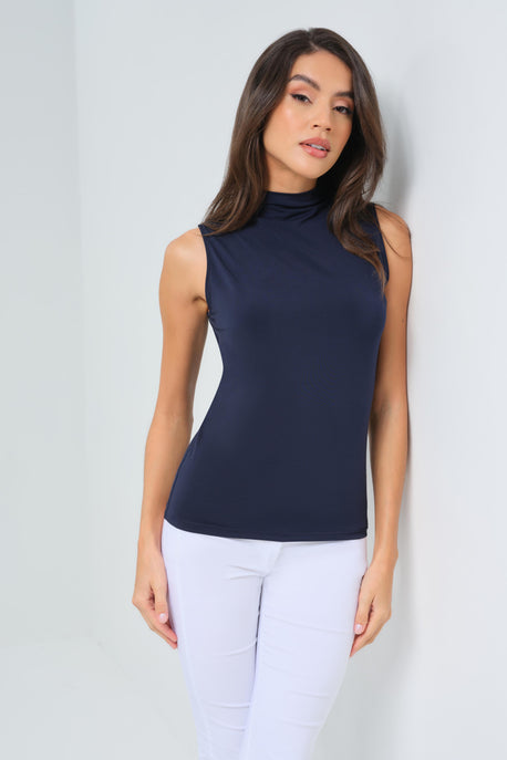 Haut sans manches à col montant en jersey Siobhan Super Jersey