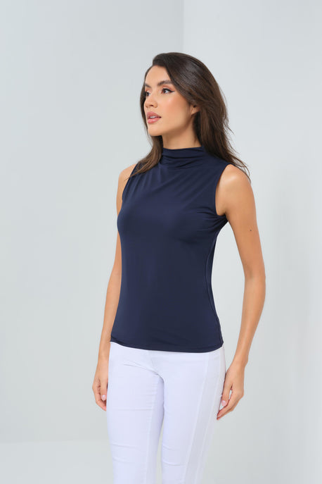 Haut sans manches à col montant en jersey Siobhan Super Jersey