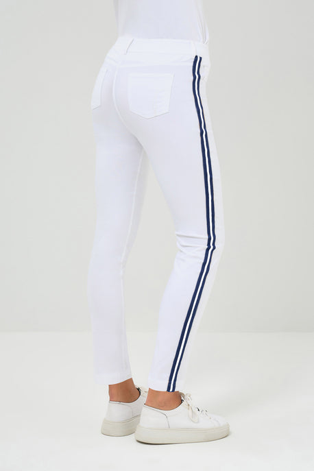 Pantalon skinny en coton performant à rayures Luli