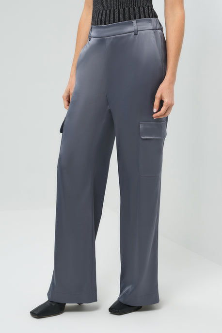 Pantalon cargo large en satin Candela