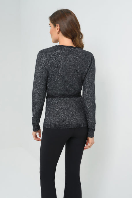 Pull cache-cœur Christa à nouer à la taille