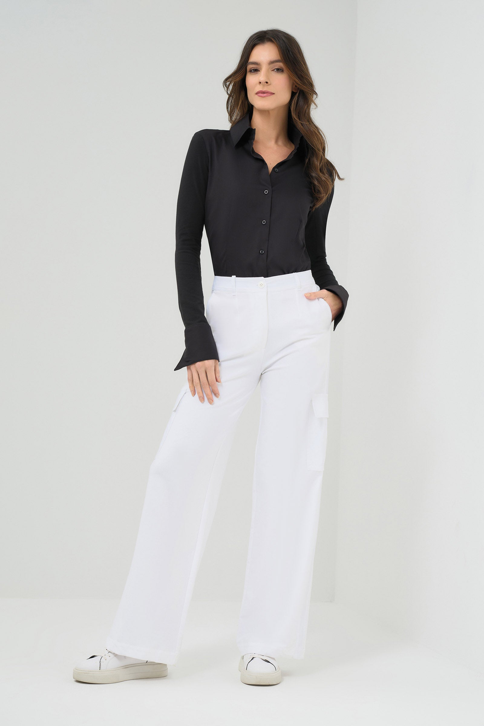 Camisa de popelina con botones Alida
