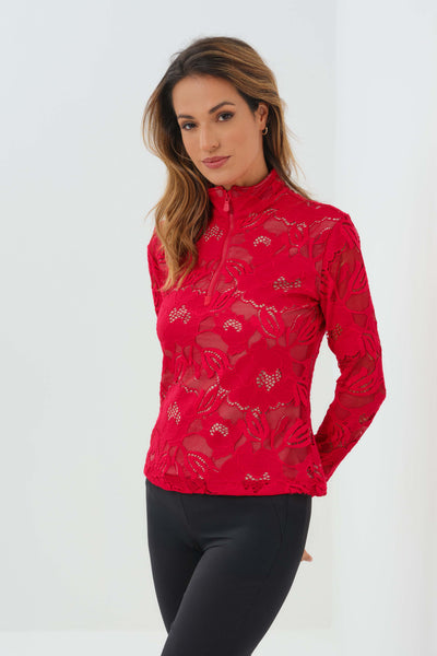 Lace Stacey 1/4 Zip Front Longsleeve Top – Anatomie