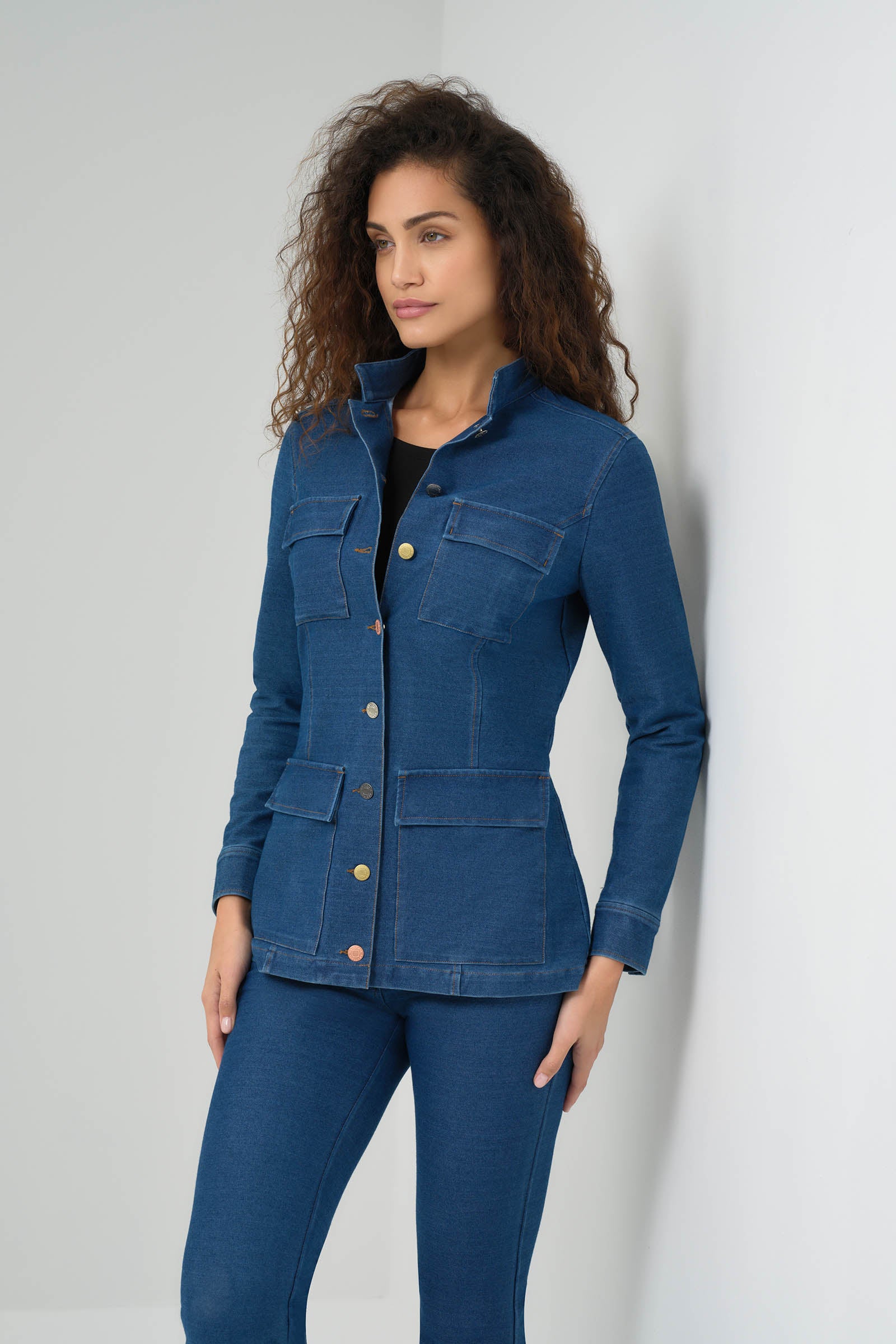 Luvan Performance Denim Utility Jacket Stylish Functionality by