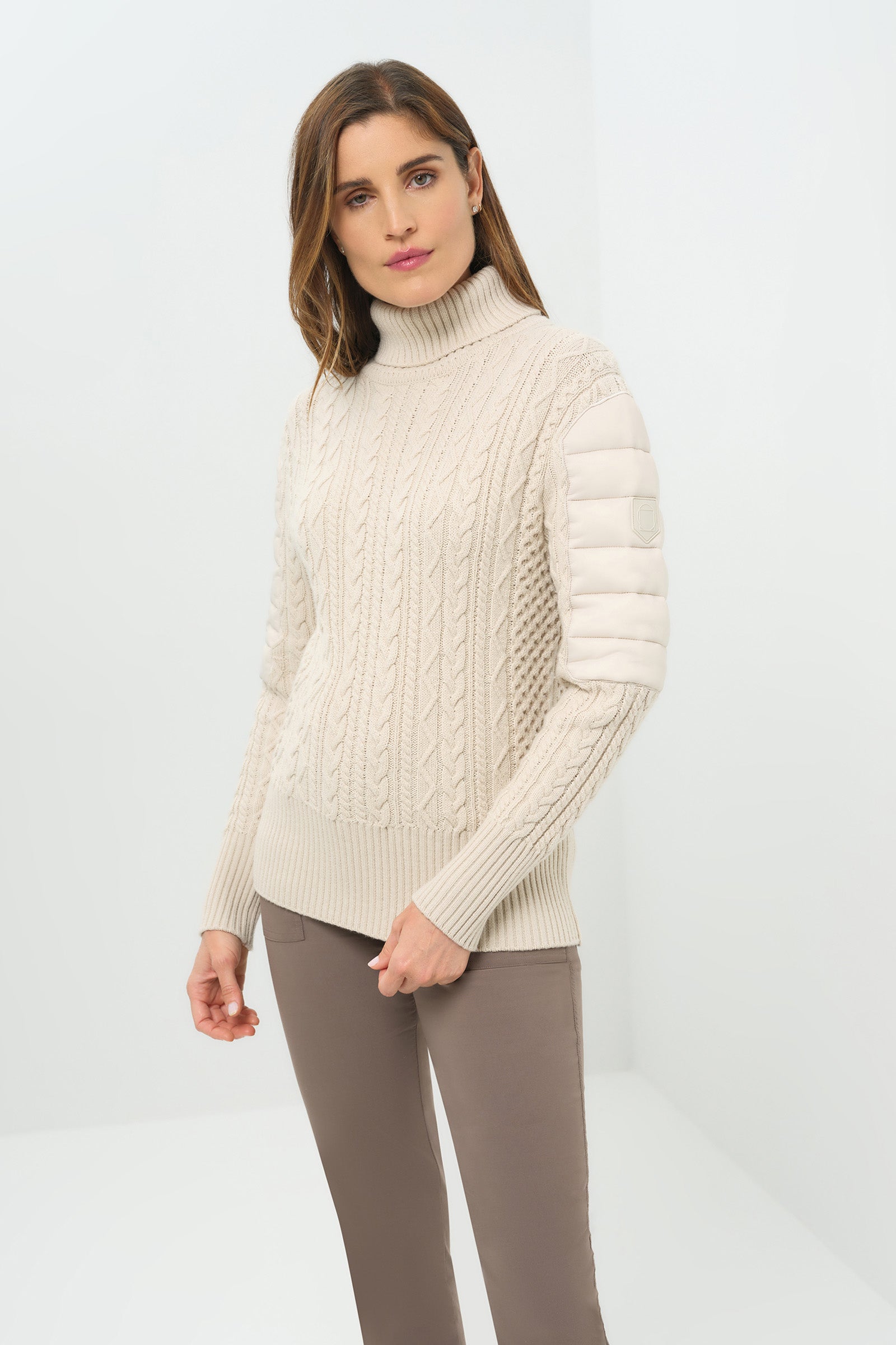 Eloisa Cableknit and Nylon Padded Sweater