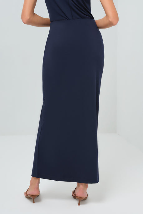 Jupe longue fendue froncée en super jersey Olivia