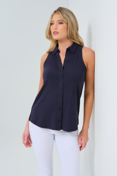Blusa sin mangas con botones Elise