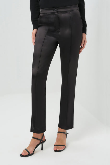 Pantalon droit en satin Arden noir