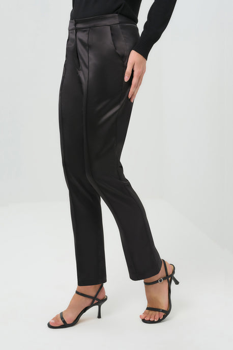 Pantalon droit en satin Arden noir