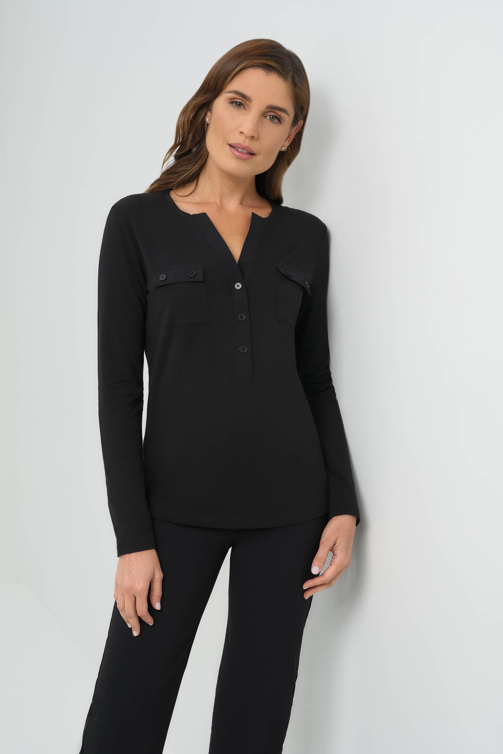 Camiseta Henley enrollable Calista