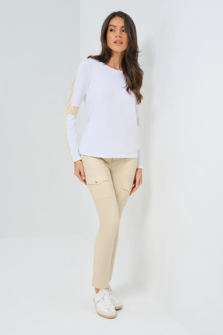 Kensley Contrast Sleeve Pima Top