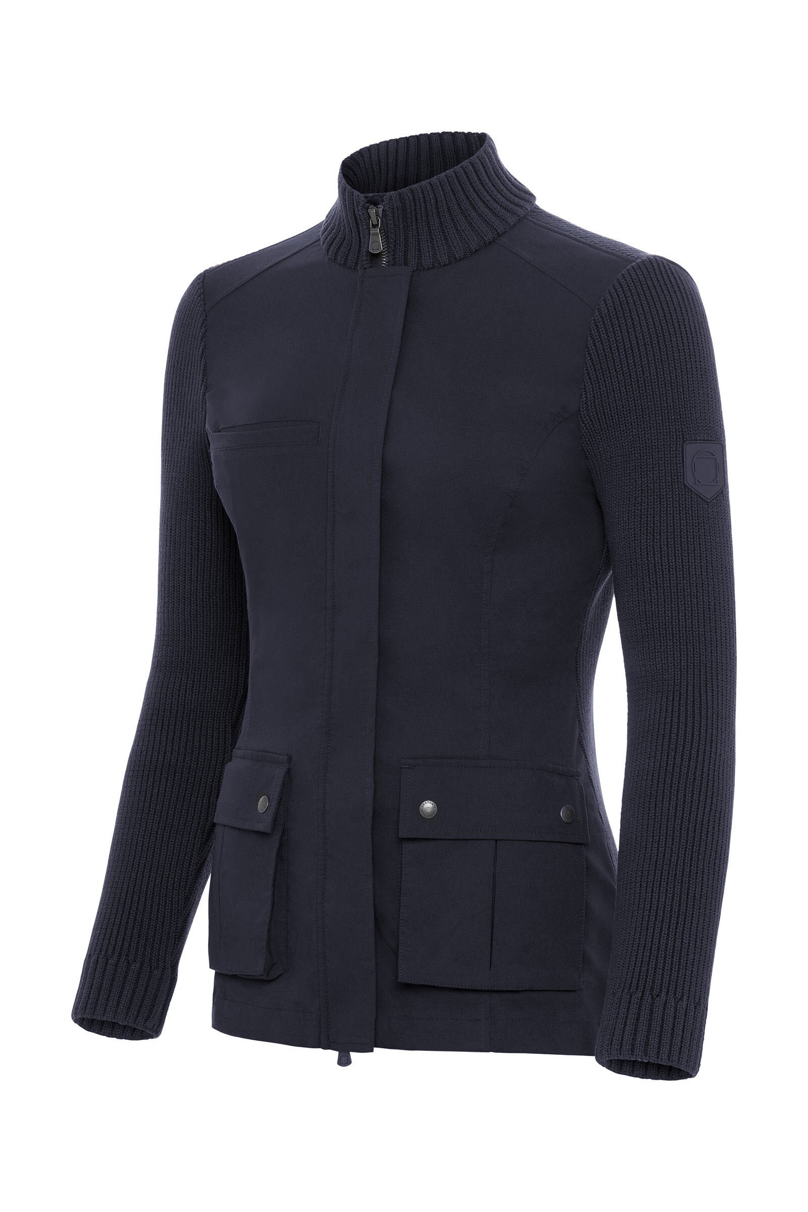 Sweater Kenya Knit Safari Jacket in Black and Navy