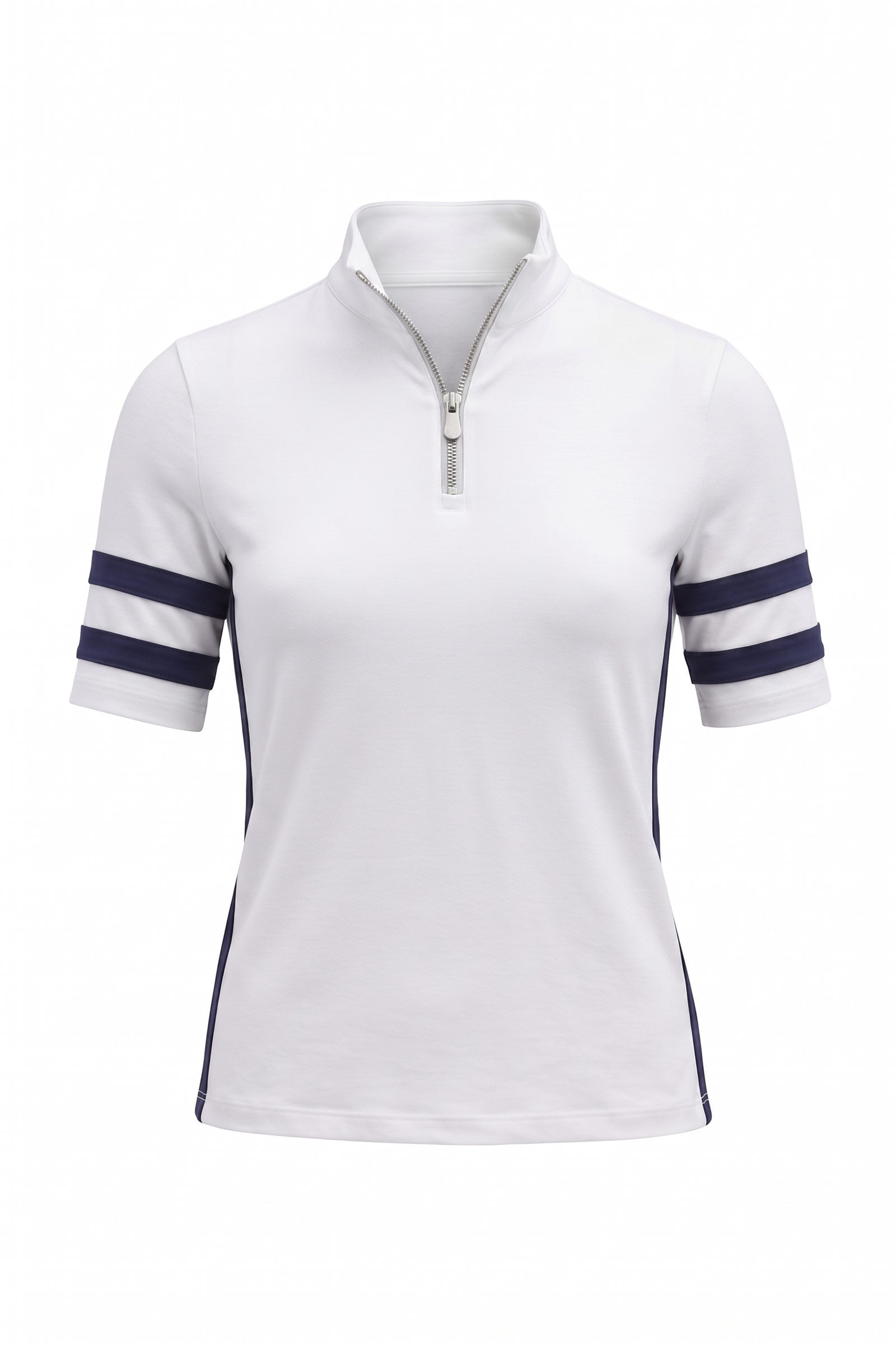 Serena Sport Striped Zip-Up Short Sleeve Top