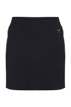 The Best Travel Skort. Flat Lay of a Suzzette Sport Luxe Skort in Black.