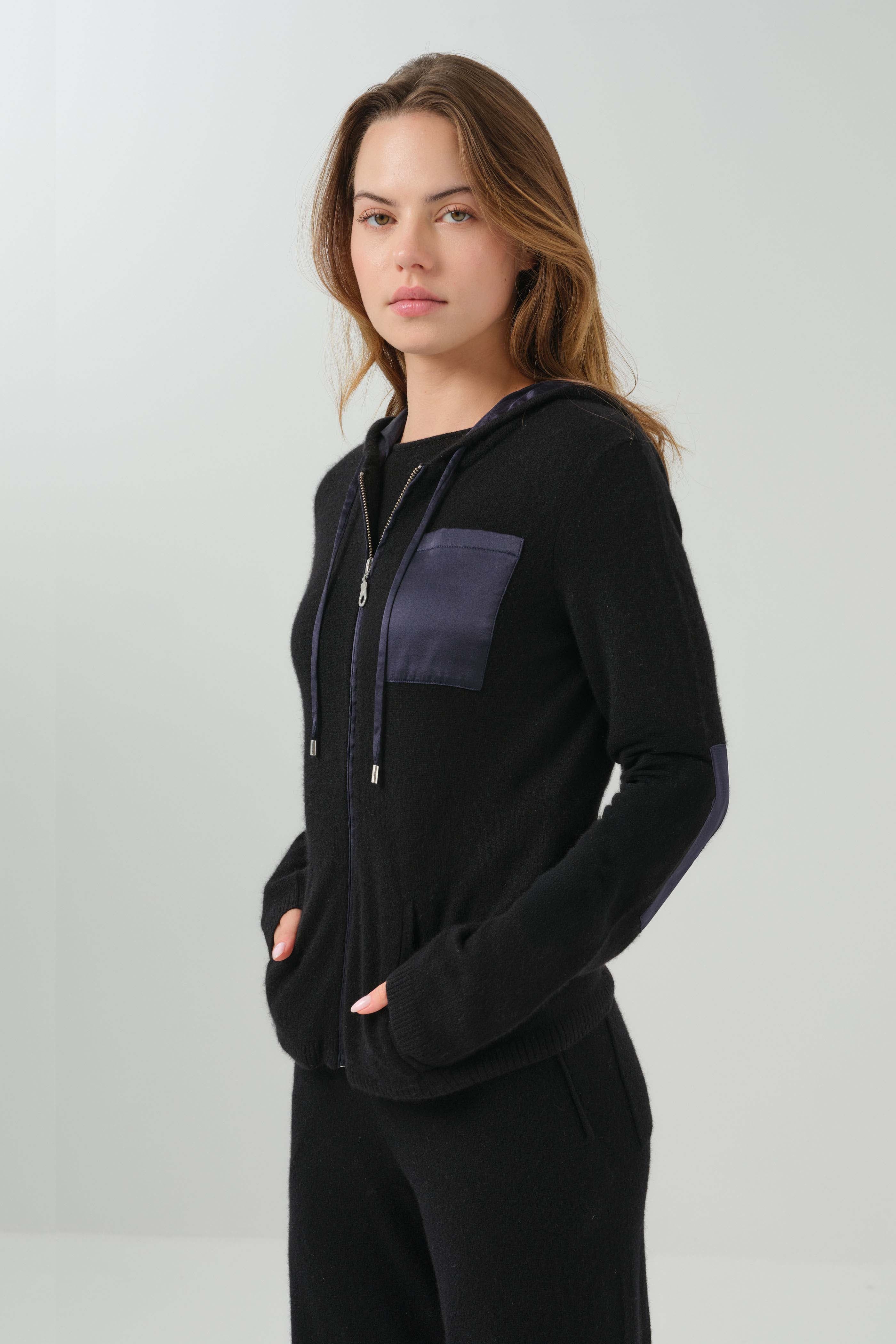 Traveler Cashmere Zip Front Lounge Hoodie