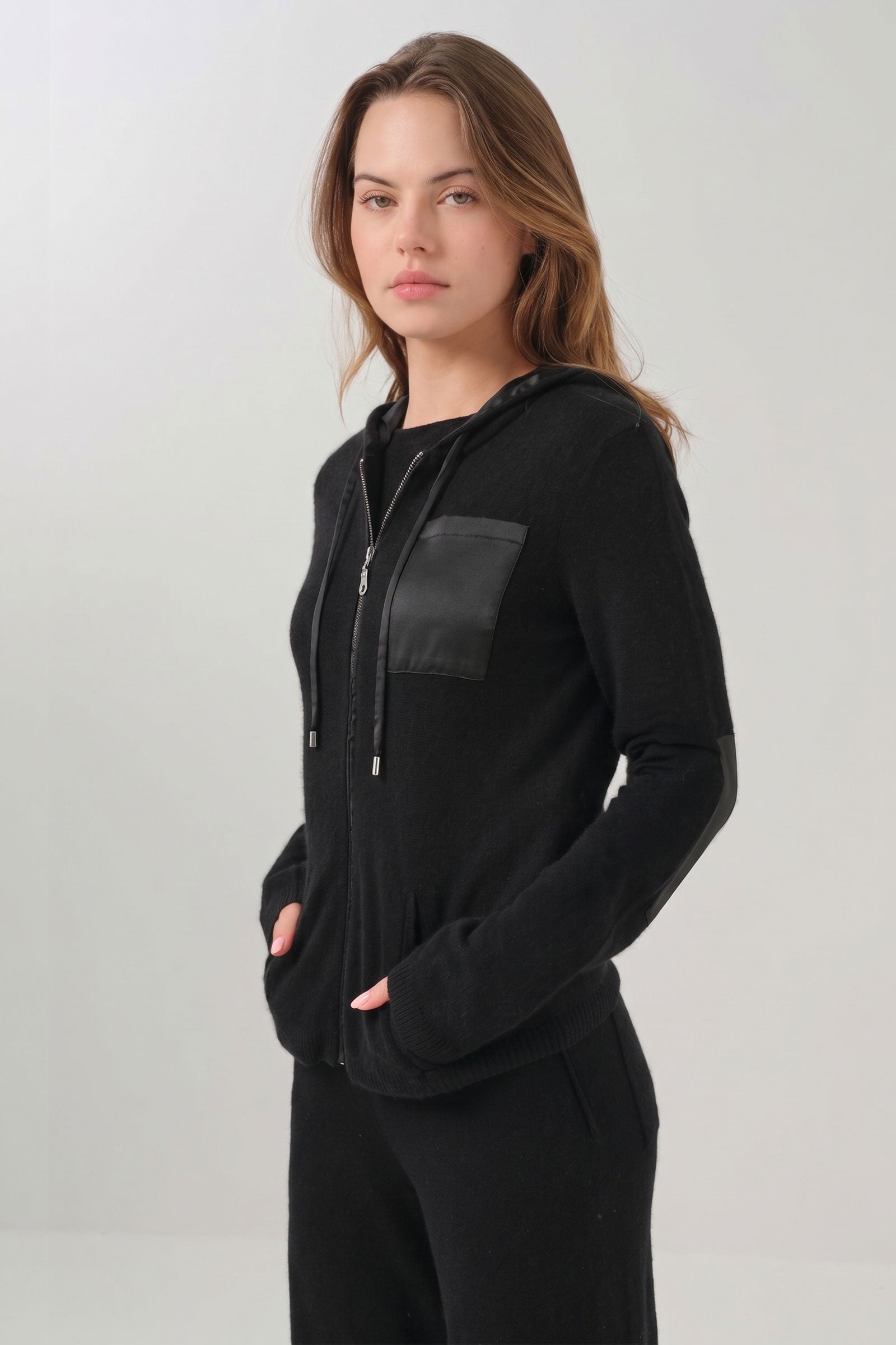 Traveler Cashmere Zip Front Lounge Hoodie