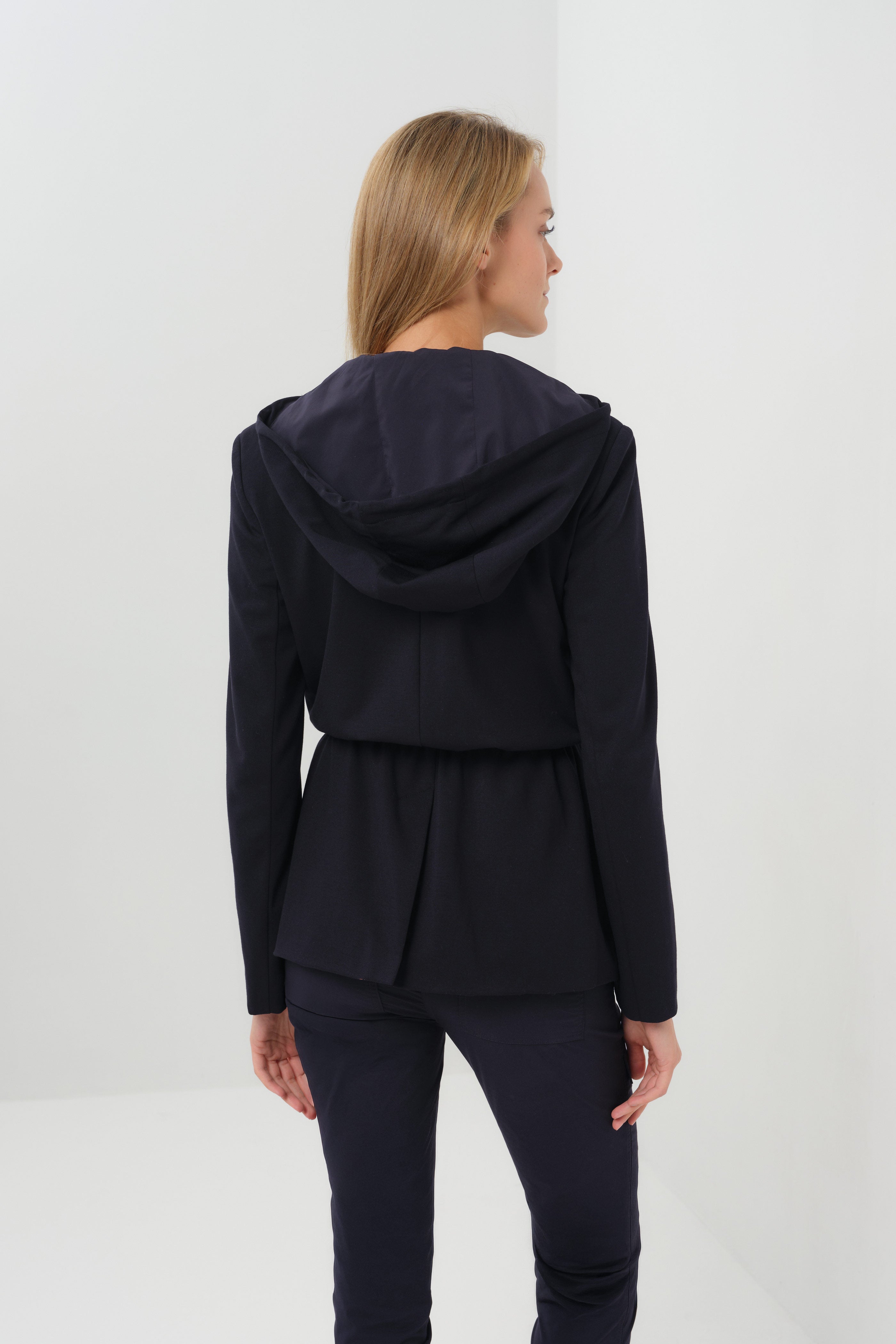 Tressa Duo Comfortable Travel Blazer with Removable Hood & Cinchable Waist