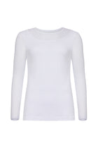 The Best Travel Top. Flat Lay of a Kim Mesh-Sleeve Top in Pima Modal in White.