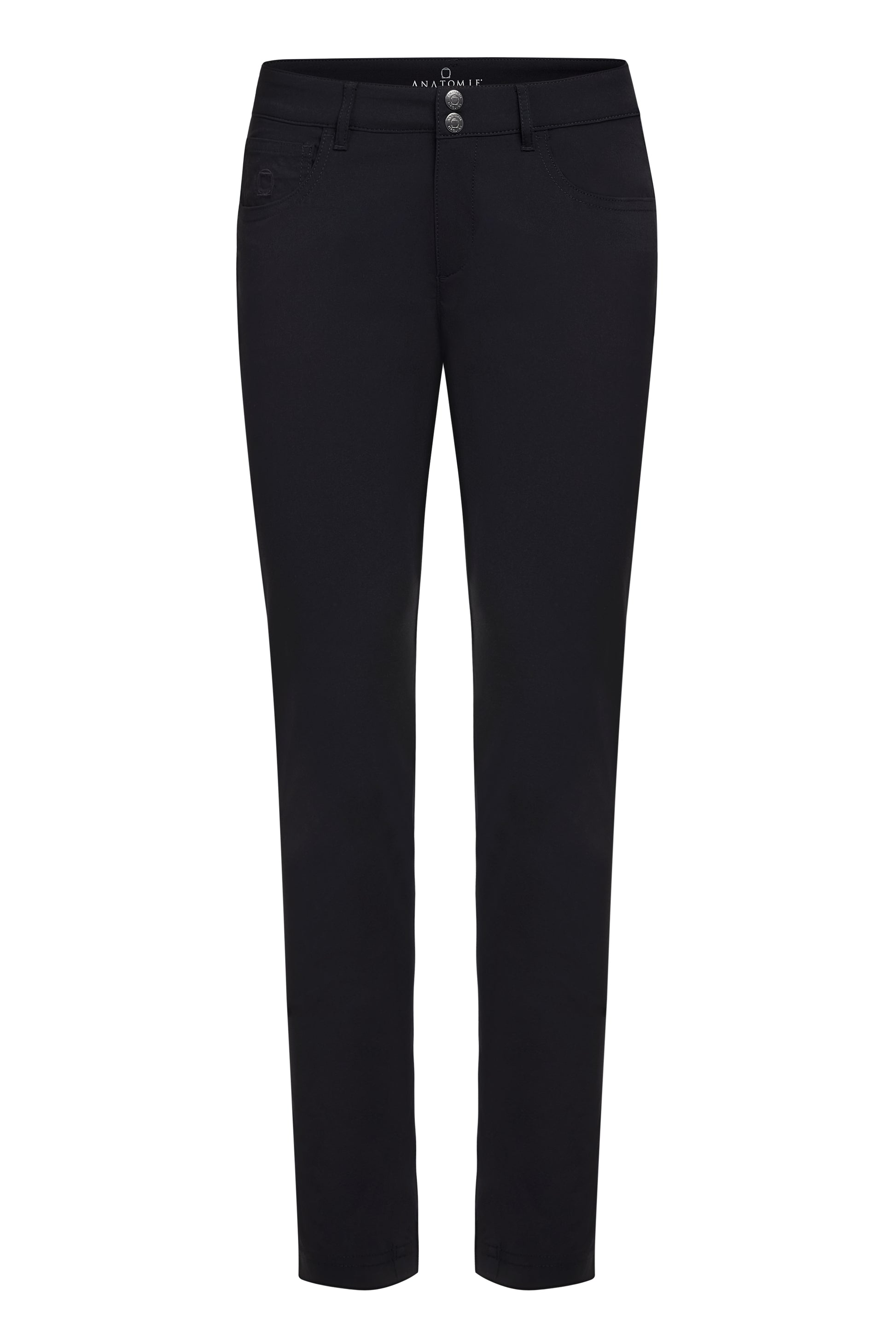 The Best Travel Pant. Flat Lay of the Luisa Skinny Jean Pant in Black