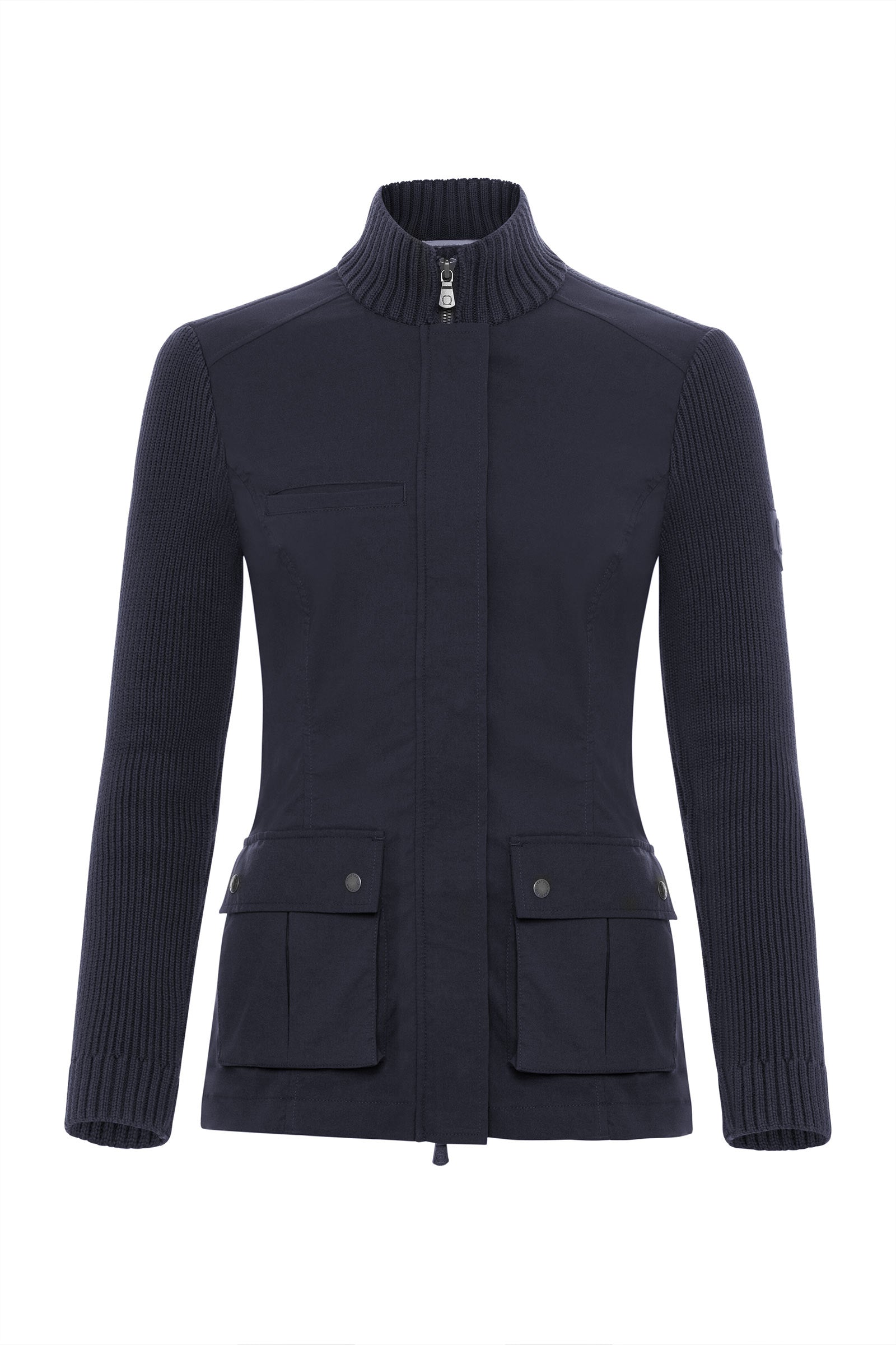 Sweater Kenya Knit Safari Jacket in Black and Navy