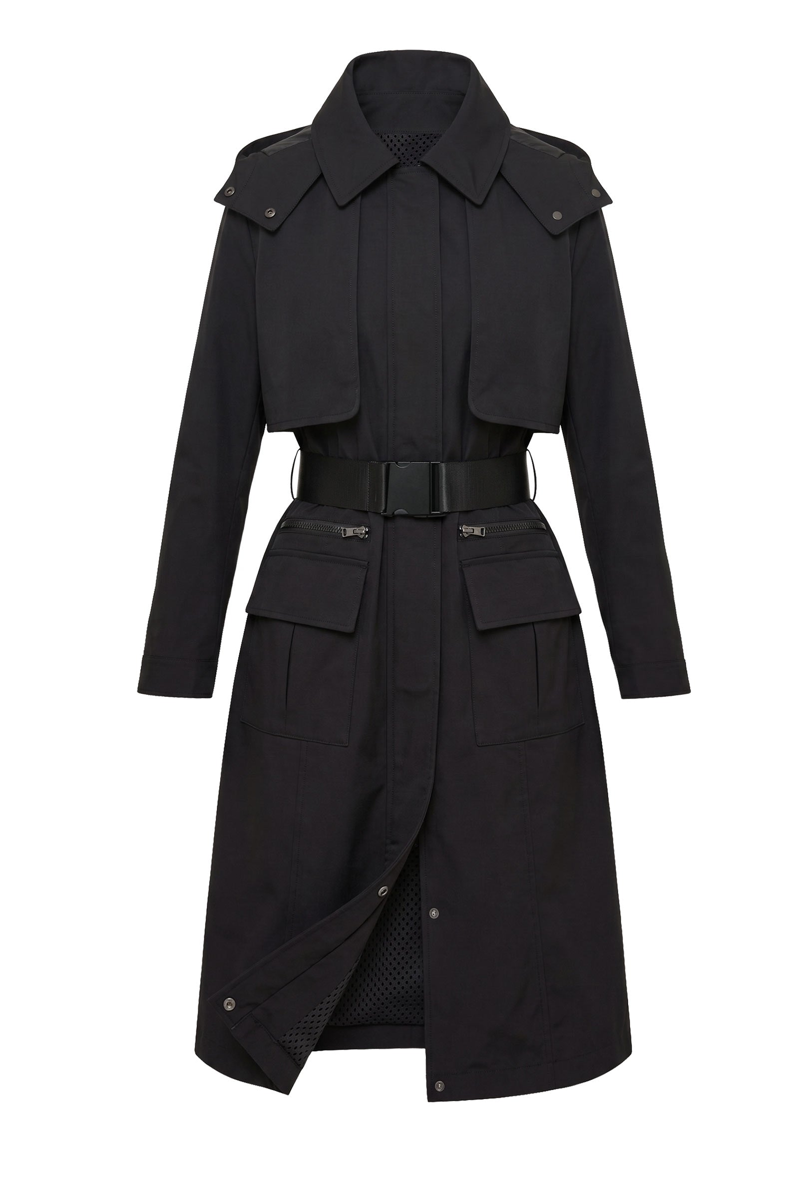 Kenya Waterproof Trench Coat with Removable Hood & Belt