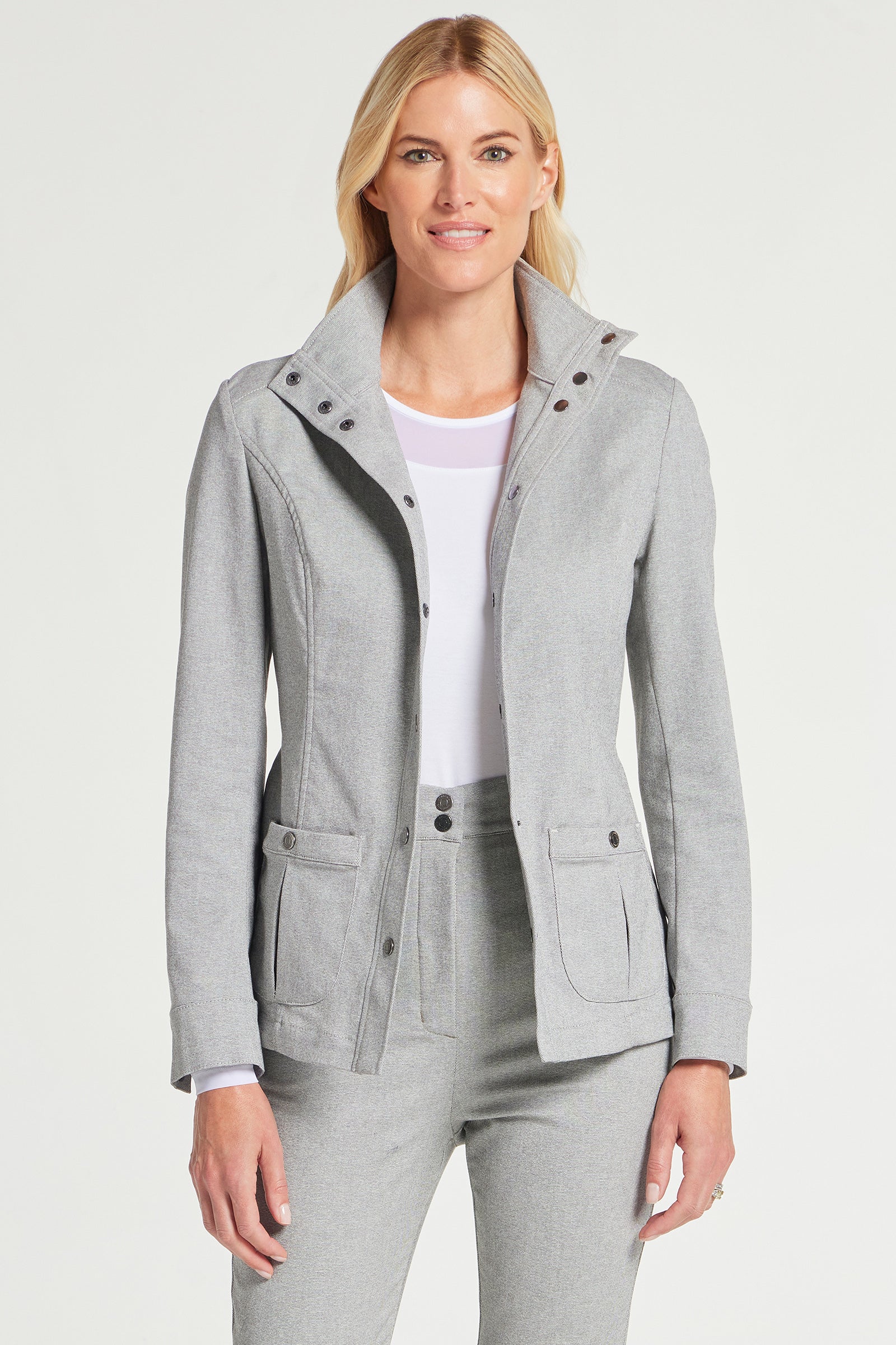 GREY MELANGE || Jane Textured Denim Jacket